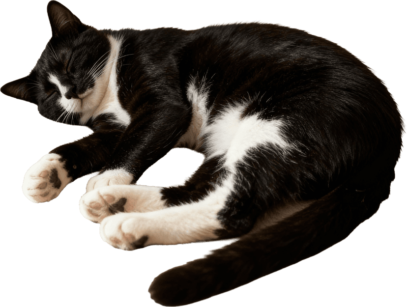 Black and white cat sleeping.
